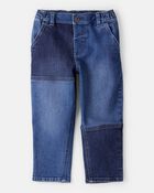 Toddler Boy Dark Wash Patchwork Jeans, image 1 of 4 slides