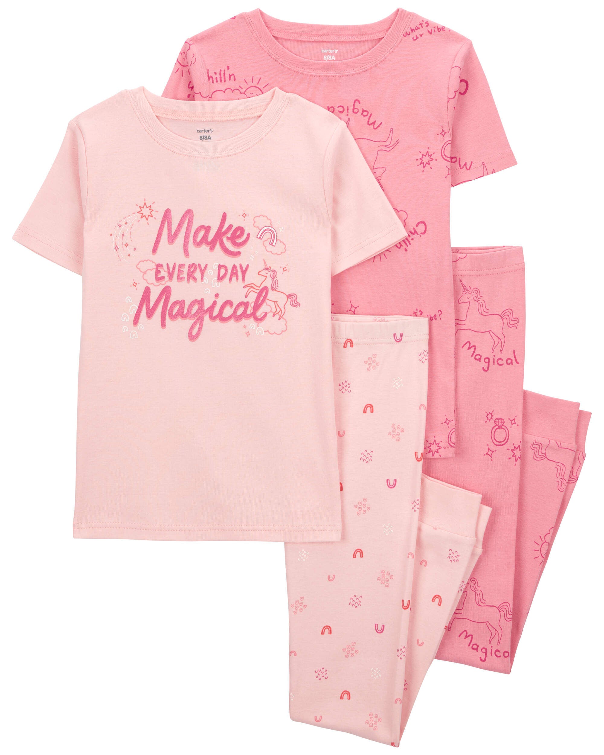 Kid 4 Piece Unicorn 100 Snug Fit Cotton Pyjamas