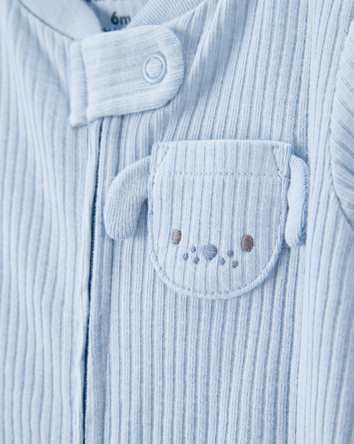 Baby Dog Pocket 2-Way Zip Ribbed Sleeper pyjamas, 