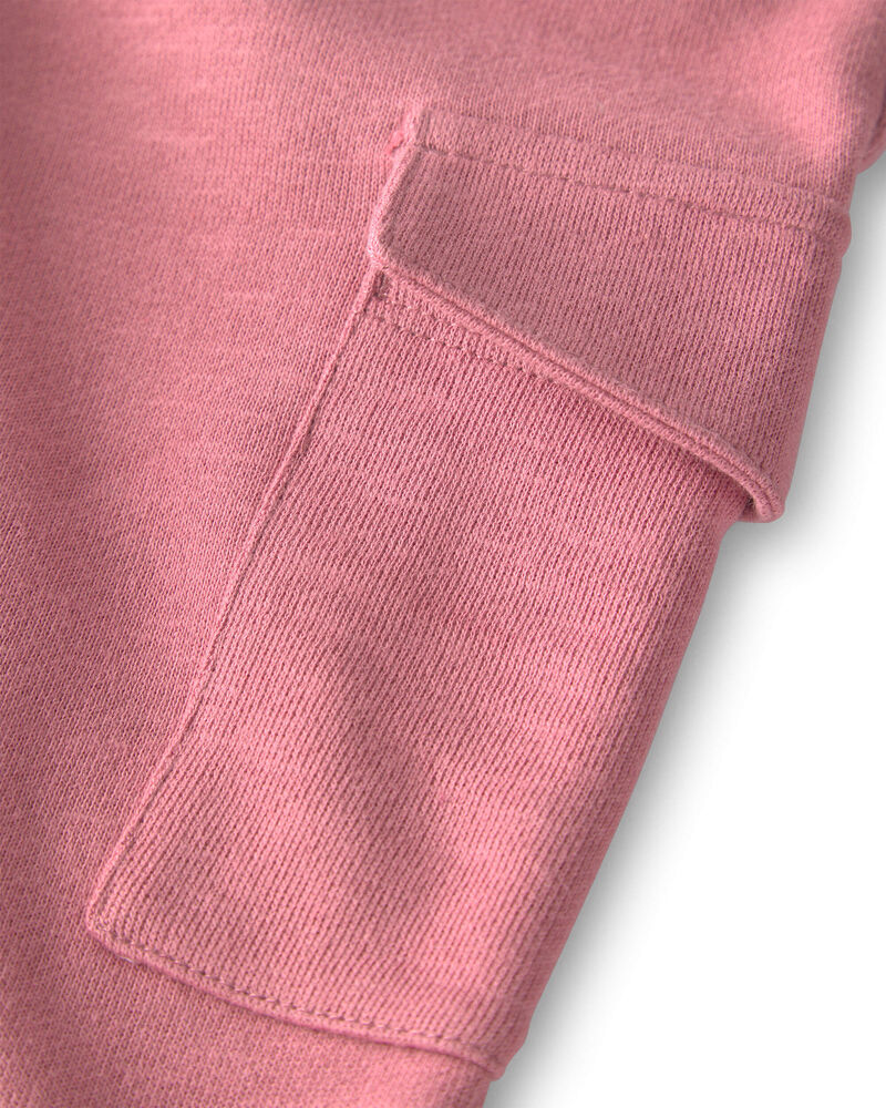 Girls Organic Cotton French Terry Cargo Pants, image 4 of 5 slides