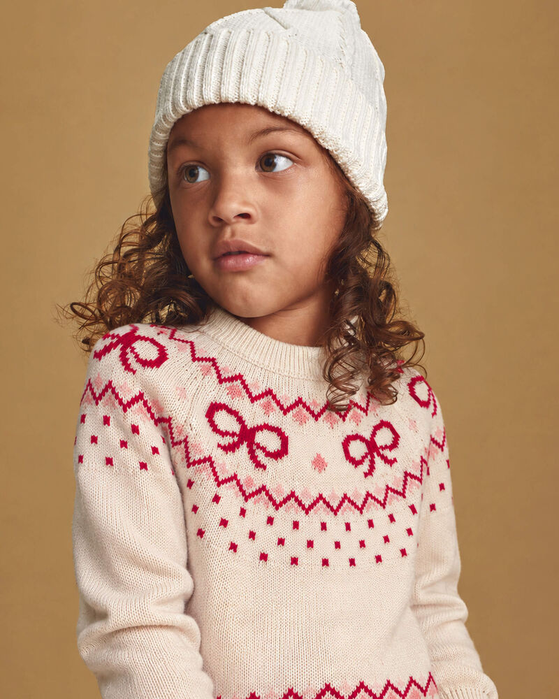 Toddler Girl Organic Cotton Fair Isle Sweater Knit Pullover, image 4 of 4 slides