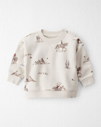 Baby French Terry Sweatshirt Made with Organic Cotton in Western Rodeo Print, 