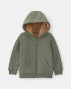 Toddler Boy Fleece Zip-Up Jacket - Green, image 1 of 4 slides