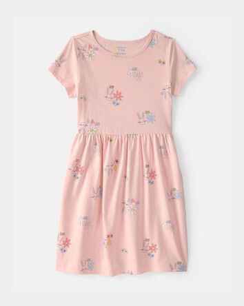 Filles - Robe &agrave; manches courtes pour P&acirc;ques, floral - Rose, 