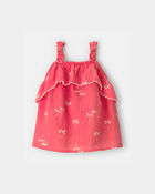 Toddler Girl Palm Tree Gauze Tank Top - Orange, image 1 of 5 slides