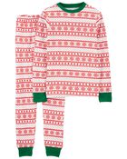 Pyjama 2 pièces en coton ajusté temps des Fêtes pour adulte, image 1 sur 3 diapositives
