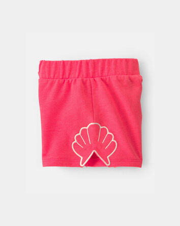 Baby Girl Shell French Terry Shorts - Orange, 