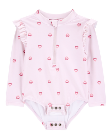 Baby 1-Piece Heart-Print Swimsuit, 