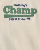 Baby Boy 2-Piece 'Mommy's Champ' Pennant French Terry Bodysuit & Pant Set - Blue/Ivory, image 3 of 6 slides