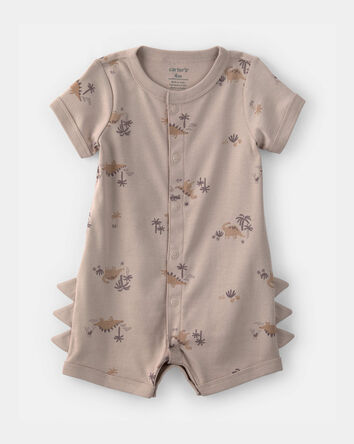 Baby Boy Dinosaur Short-Sleeve Romper - Brown, 