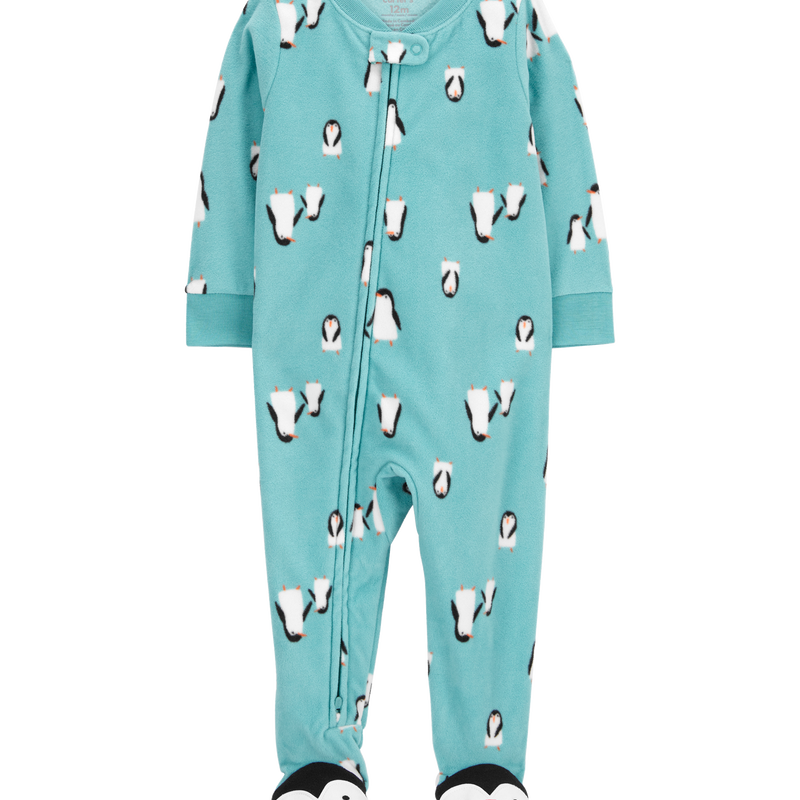 Turquoise Toddler 1 Piece Penguin Fleece Footie Pyjamas Carter s Oshkosh Canada