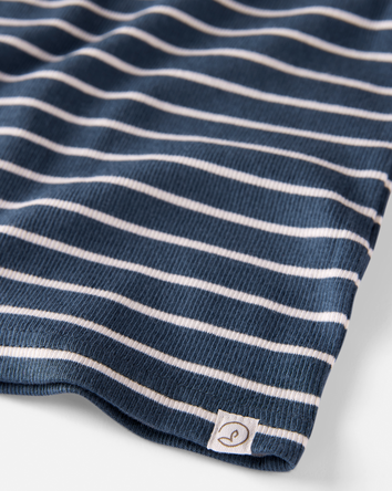 Toddler Organic Cotton Pyjama Set in Stripes-Blue, 