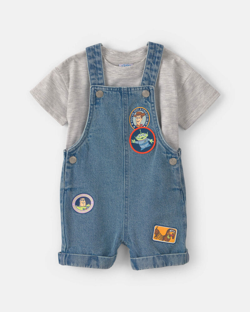 Baby Boy 2-Piece Pixar&copy; Toy Story Denim Overall Set - Medium Wash, image 1 of 5 slides