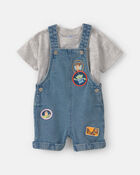Baby Boy 2-Piece Pixar&copy; Toy Story Denim Overall Set - Medium Wash, image 1 of 5 slides