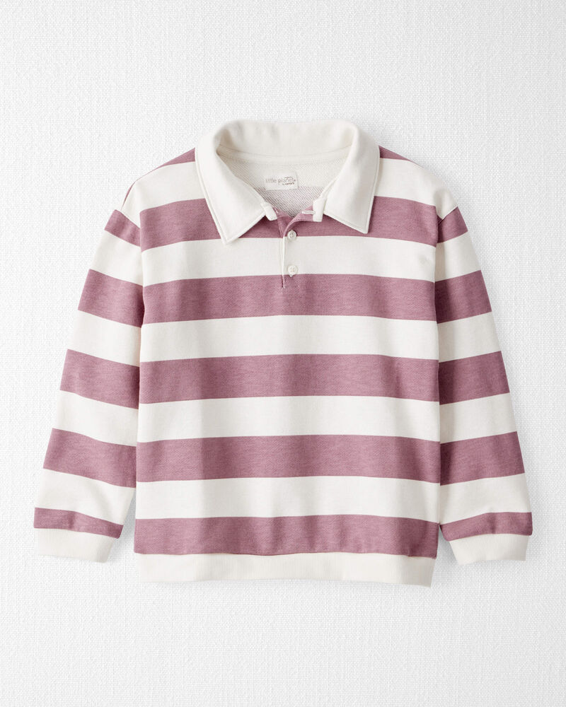 Girls Organic Cotton Henley Top in Stripes, image 1 of 4 slides