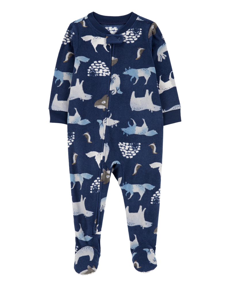 Toddler 1-Piece Arctic Animal Fleece Footie Pyjamas, image 1 of 4 slides