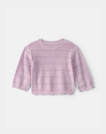Baby Girl Scalloped Sweater - Purple, 