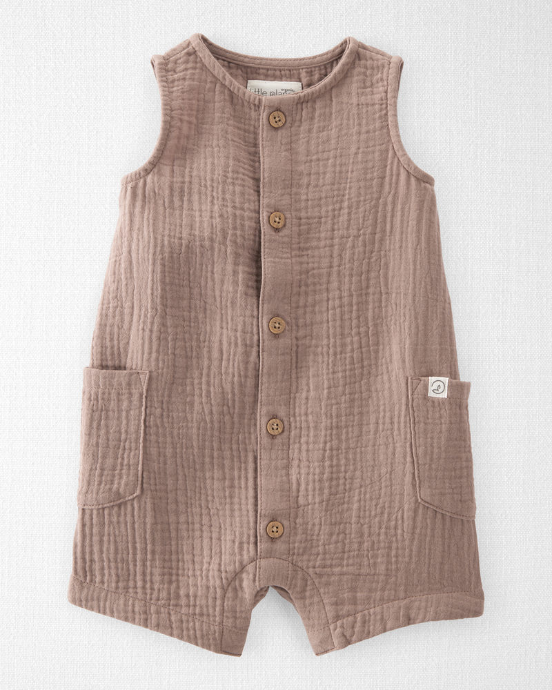 Baby Organic Cotton Gauze Romper, image 1 of 4 slides