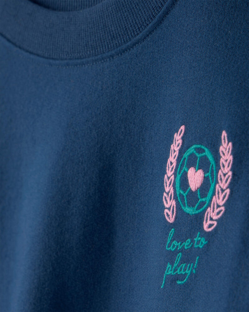 Girls French Terry Pullover Sweatshirt - Navy Blue, image 2 of 4 slides