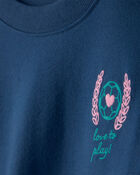 Girls French Terry Pullover Sweatshirt - Navy Blue, image 2 of 4 slides