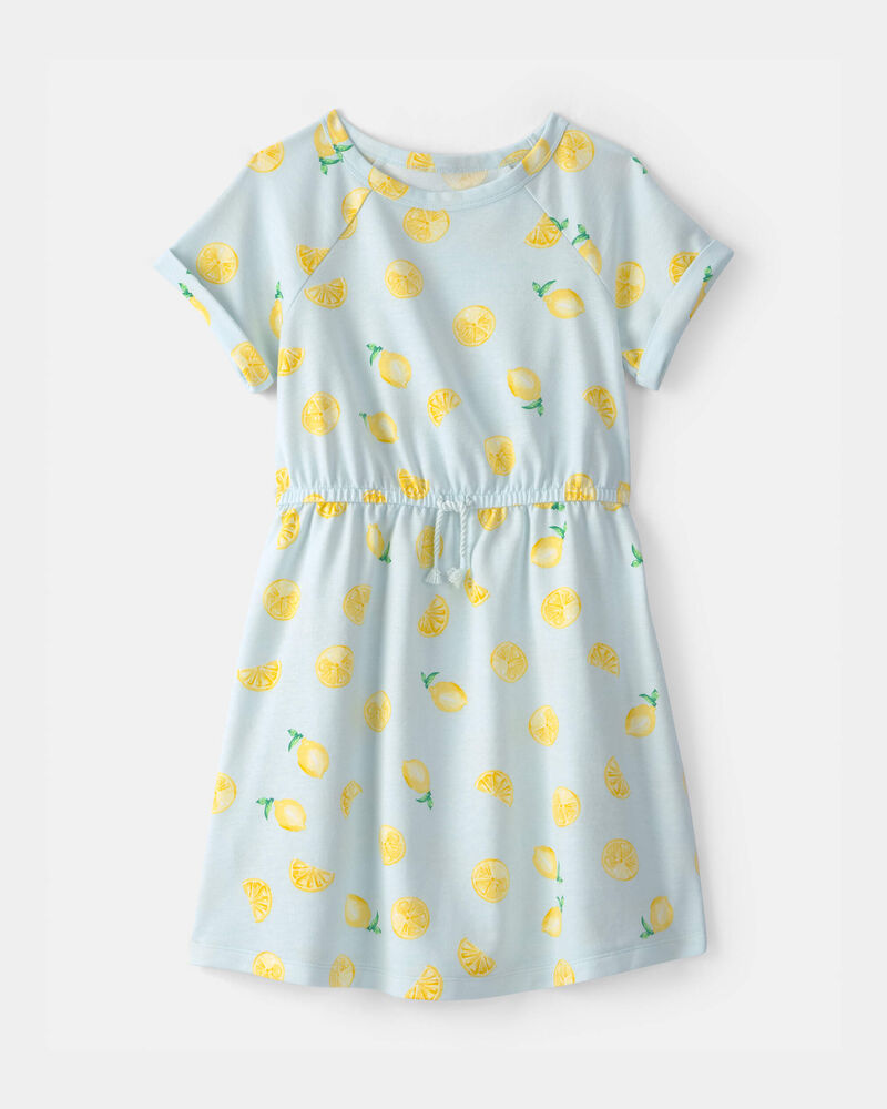 Girls Lemon French Terry Dress - Green/Yellow, image 1 of 4 slides