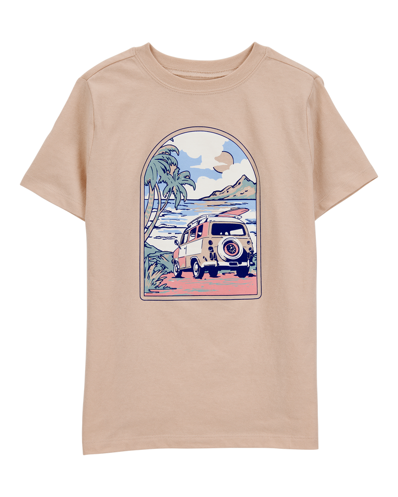 Kid Beach Short-Sleeve Graphic Tee - Tan, image 1 of 3 slides