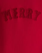Girls Christmas Merry Long-Sleeve Pullover Sweatshirt - Red, image 3 of 4 slides