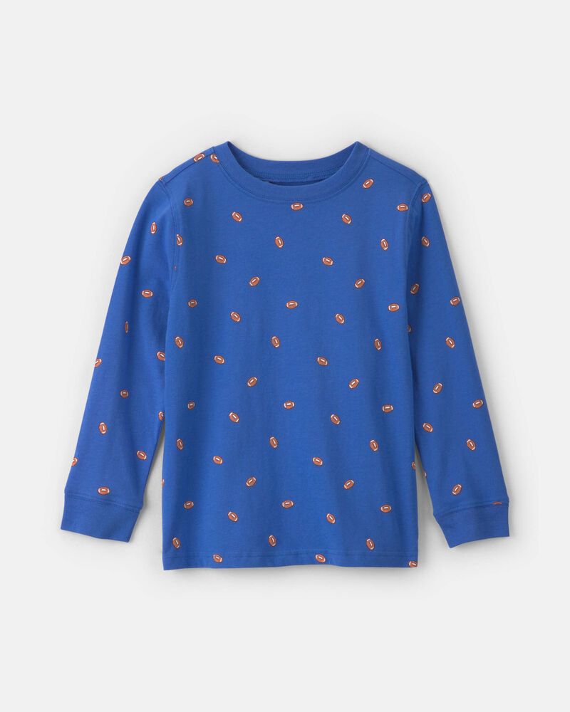 Gar&ccedil;ons - T-shirt manches longues &agrave; motif football &ndash; Bleu, image 1 sur 2 diapositives