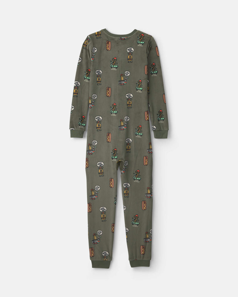 Gar&ccedil;ons - Pyjama ajust&eacute; 1 pi&egrave;ce en DreamPlush &agrave; motif d&rsquo;aliments comiques - Vert olive, image 2 sur 3 diapositives