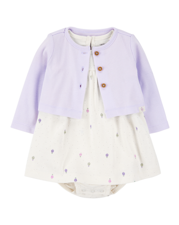 Baby 2-Piece Bodysuit Dress & Cardigan Set, 