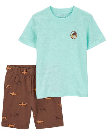 Carter's 2pc Toddler Boy Blue Fish Tee & Shorts Set main image 1