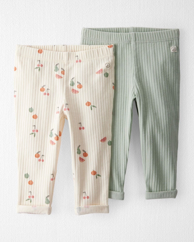 Baby 2-Pack Organic Cotton Rib Leggings, image 1 of 5 slides