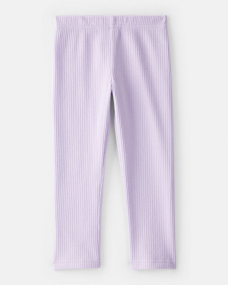 Toddler Girl Pull-On Stretch Rib Leggings - Purple, image 2 of 4 slides