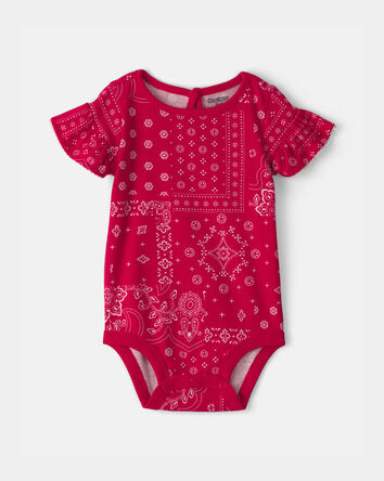 Baby Girl Ruffle-Sleeve Bodysuit - Red, 