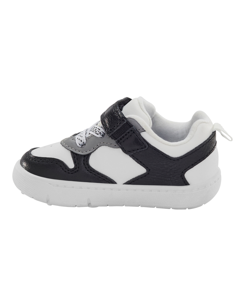 Baby Every Step® First Walker  Faux Leather Fashion Sneakers - White/Black, image 6 of 7 slides