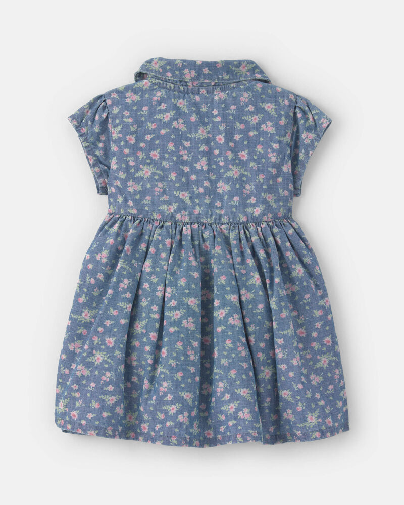 Baby Girl Floral Chambray Dress, image 2 of 5 slides