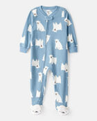 Baby Boy 1-Piece Polar Bear Fleece Footie Pyjama - Blue, image 1 of 5 slides