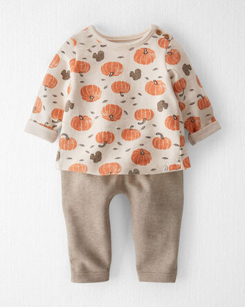Baby 2-Piece Organic Cotton Set in Harvest Pumpkins Print, 