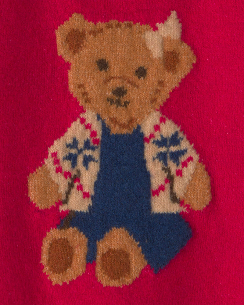 Baby Girl Bear Sweater - Red, image 2 of 3 slides