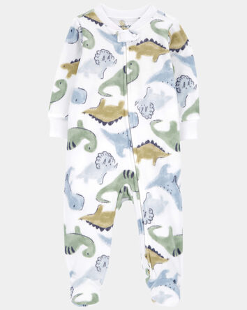 B&eacute;b&eacute; gar&ccedil;on - Grenouill&egrave;re ample &agrave; manches longues et motif dinosaure - Blanc, 