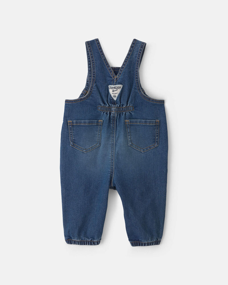 Baby Girl Denim Overalls - Medium Wash, image 2 of 5 slides