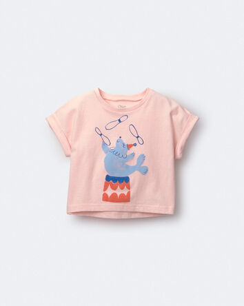 Tout-petit fille - Haut asym&eacute;trique l&eacute;ger &agrave; imprim&eacute; de cirque - Rose, 