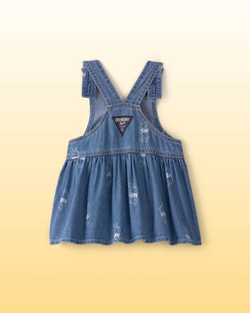 B&eacute;b&eacute; fille - Jupe-salopette crois&eacute;e en denim Winnie l&rsquo;Ourson de Disney&reg; - D&eacute;lav&eacute; moyen, 