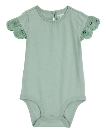 Baby Flutter Sleeves Bodysuit - Green, 