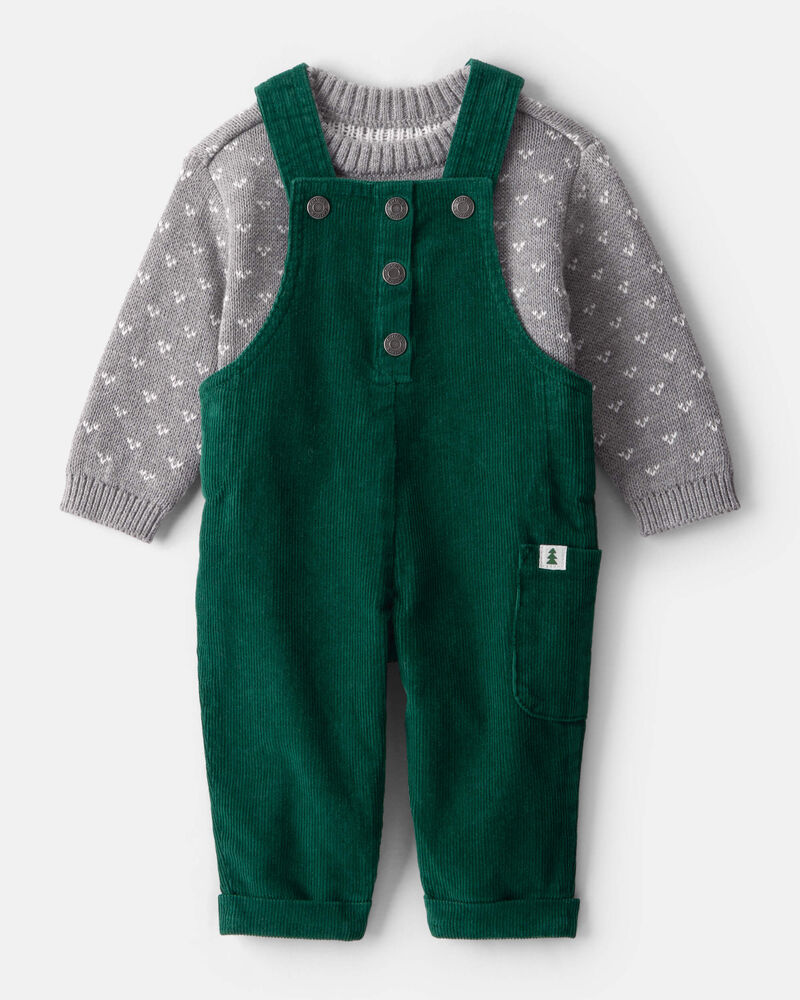 Baby Boy 2-Piece Sweater & Overall Set - Green, image 1 of 6 slides