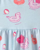 B&eacute;b&eacute; fille - Robe sans manches &agrave; motif de flotteur de piscine - Bleu/Rose, image 3 sur 3 diapositives