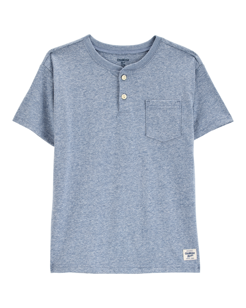 Kid Pocket Henley Tee - Blue, image 1 of 3 slides