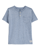 Kid Pocket Henley Tee - Blue, image 1 of 3 slides