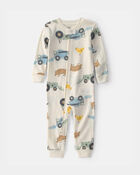 Toddler Boy Farm 100% Cotton 1-Piece Pyjama - Cream, image 1 of 3 slides
