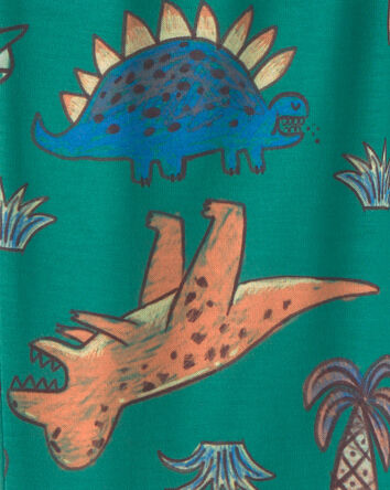 Toddler Boy Dinosaur Loose Fit 2-Piece Pyjama Set - Green/Grey, 